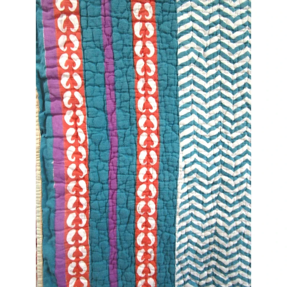 Roberta Roller Rabbit Boho Multicolor Cotton Comforter Blanket Sz Full/Double